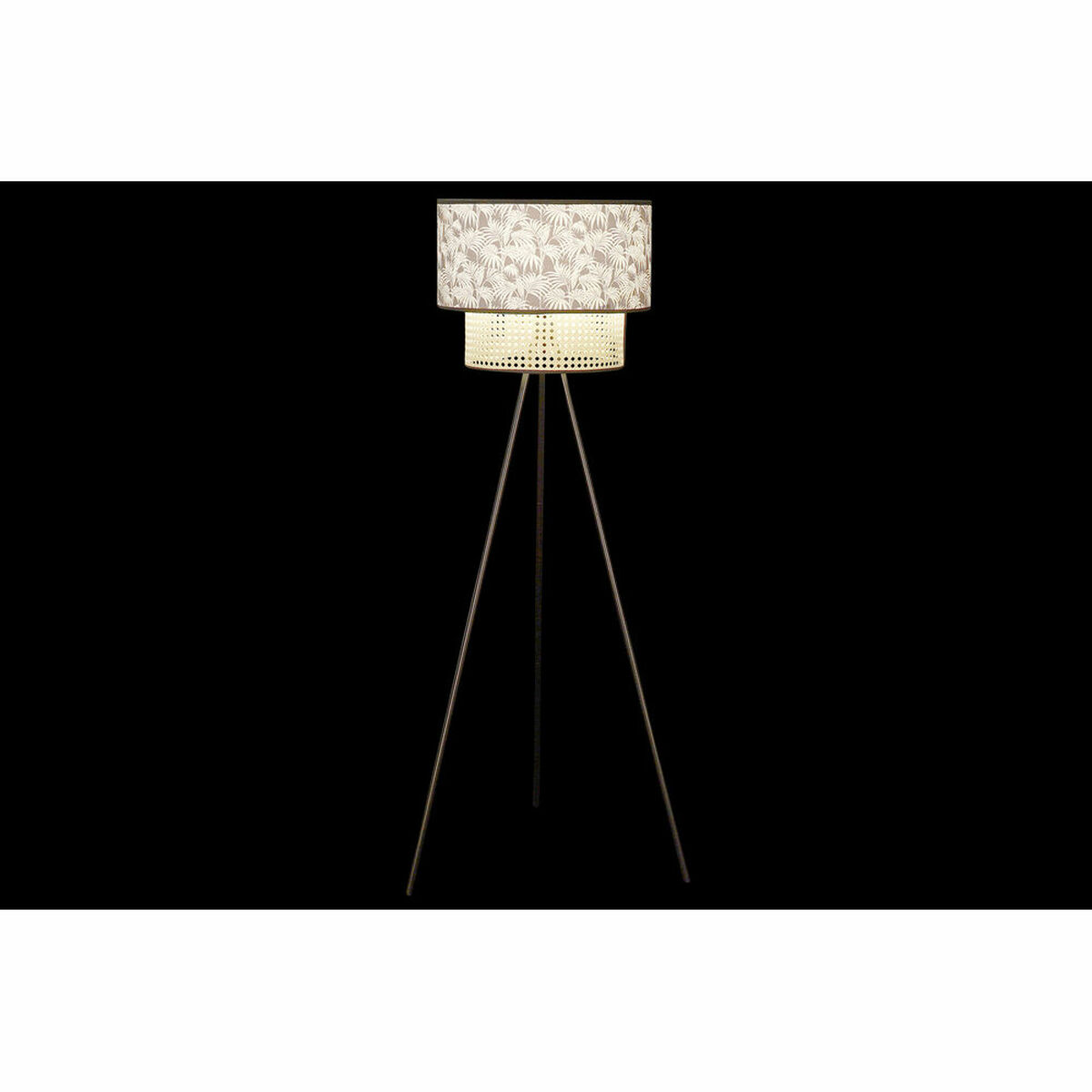 Golvlampa DKD Home Decor Naturell Svart Metall Palmer Polyester Kolonial (60 x 60 x 129 cm) - 6