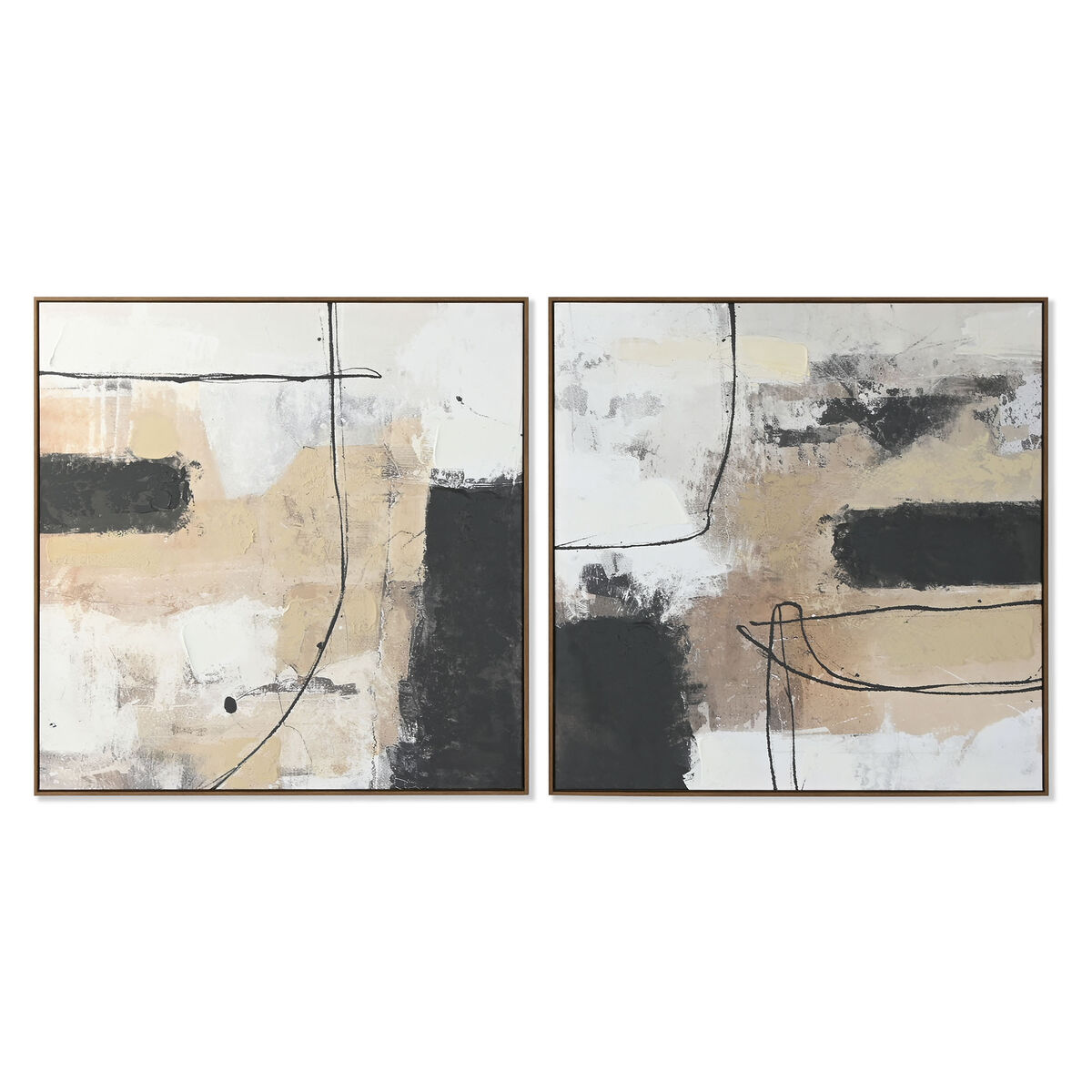 Kanvas Home ESPRIT Svart Gyllene Abstrakt Urban 100 x 4 x 100 cm (2 antal)