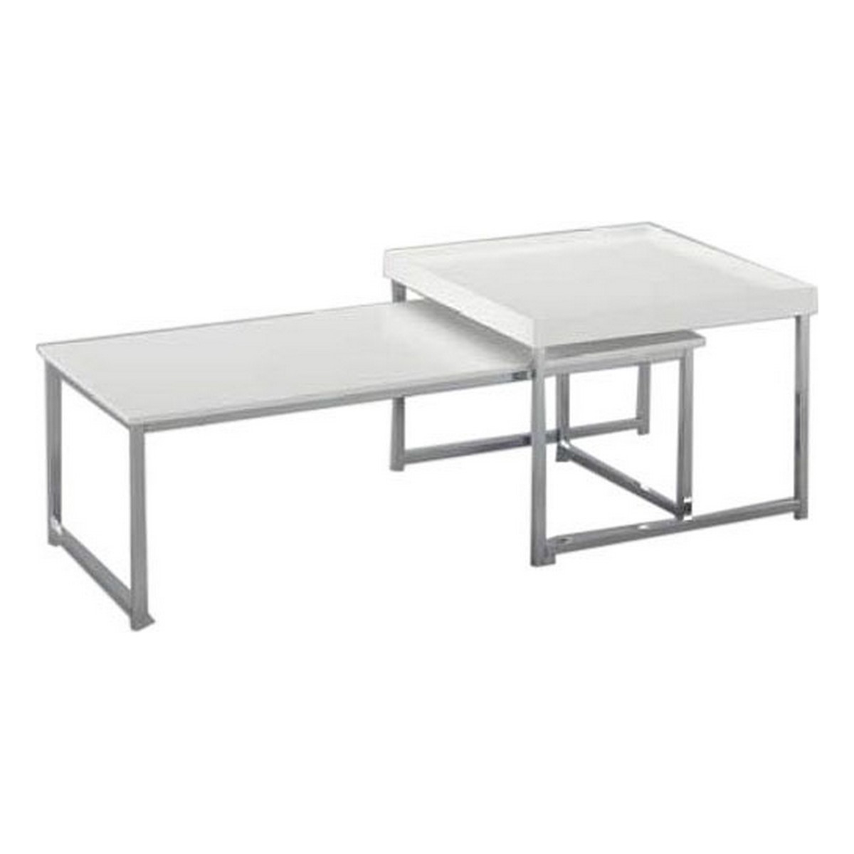 Soffbord DKD Home Decor Vit Silvrig Stål Trä MDF 110 x 48 x 45 cm