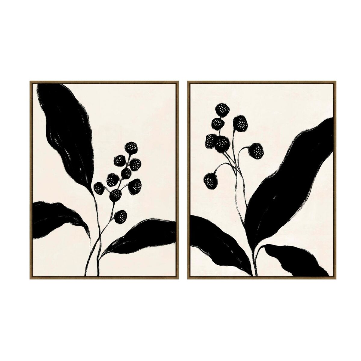 Kanvas Home ESPRIT Svart Beige Blomster Urban 75 x 4 x 100 cm (2 antal)