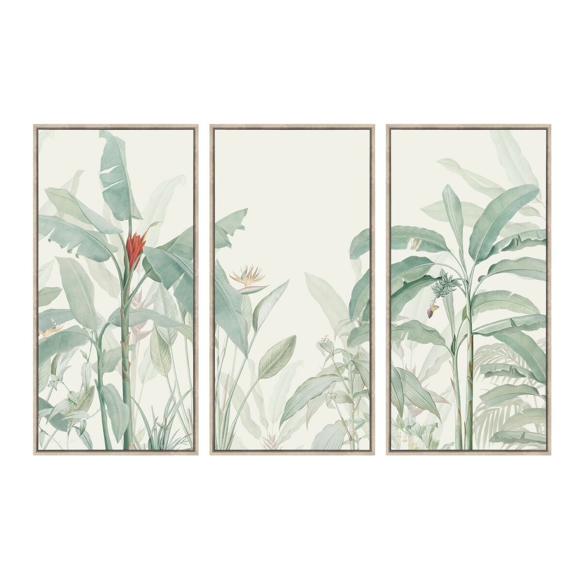 Kanvas Home ESPRIT Grön Beige Tropiskt 180 x 4 x 120 cm (3 Delar)