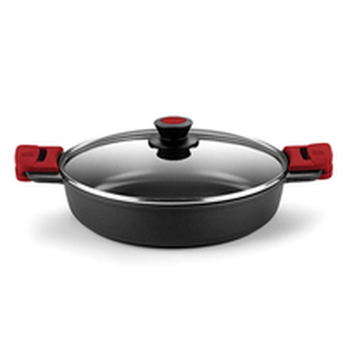 Kastrull med glaslock BRA A410524 Ø 24 cm Svart Röd 2,3 L 300 g - 4
