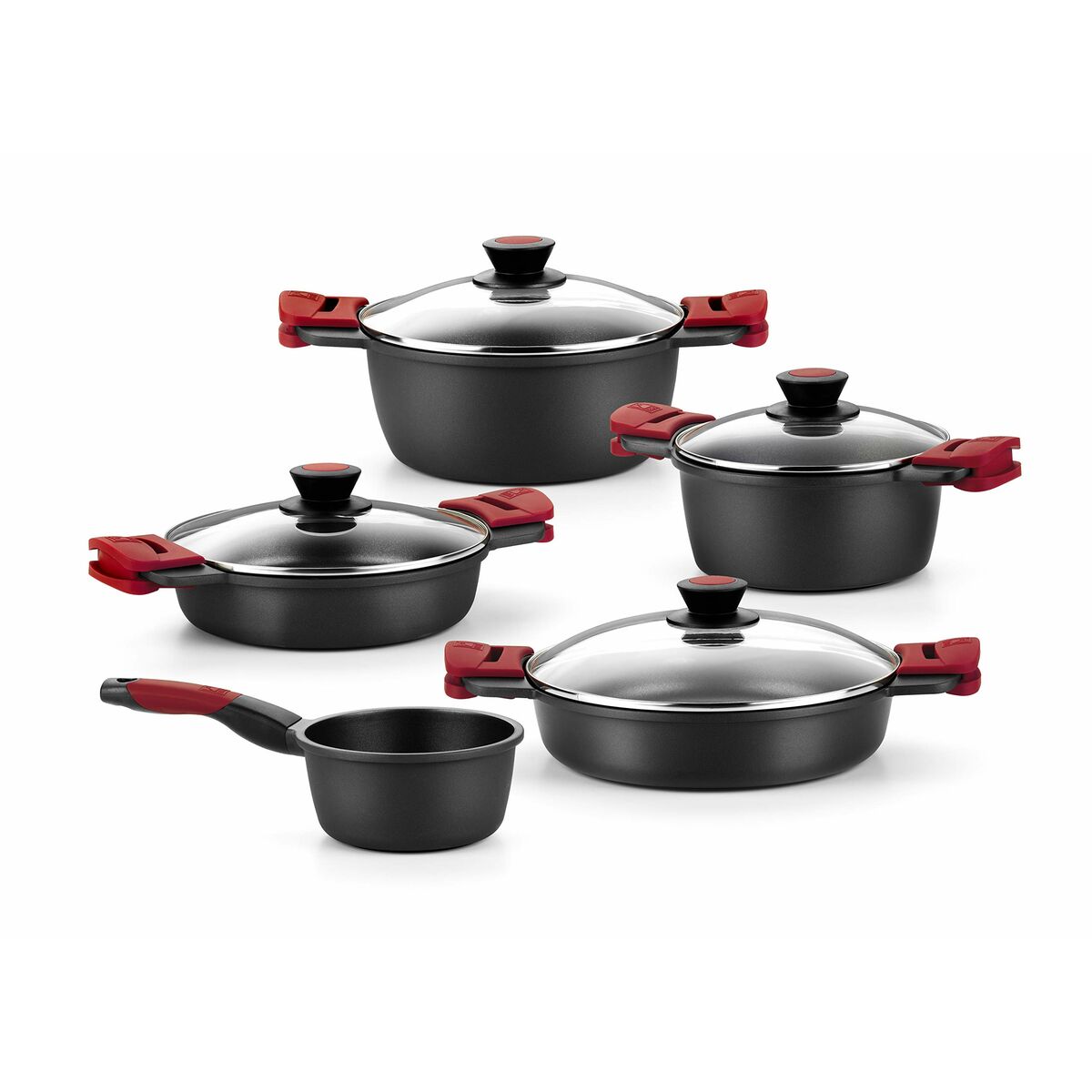 Kastrull med glaslock BRA A410524 Ø 24 cm Svart Röd 2,3 L 300 g