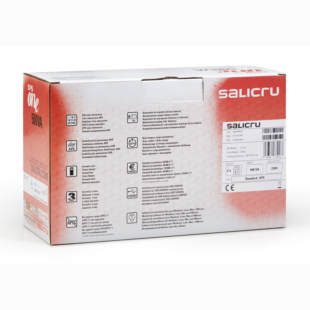System för Avbrottsfri Strömförsörjning Interaktiv (UPS) Salicru SPS 900 ONE IEC 360 W - 3