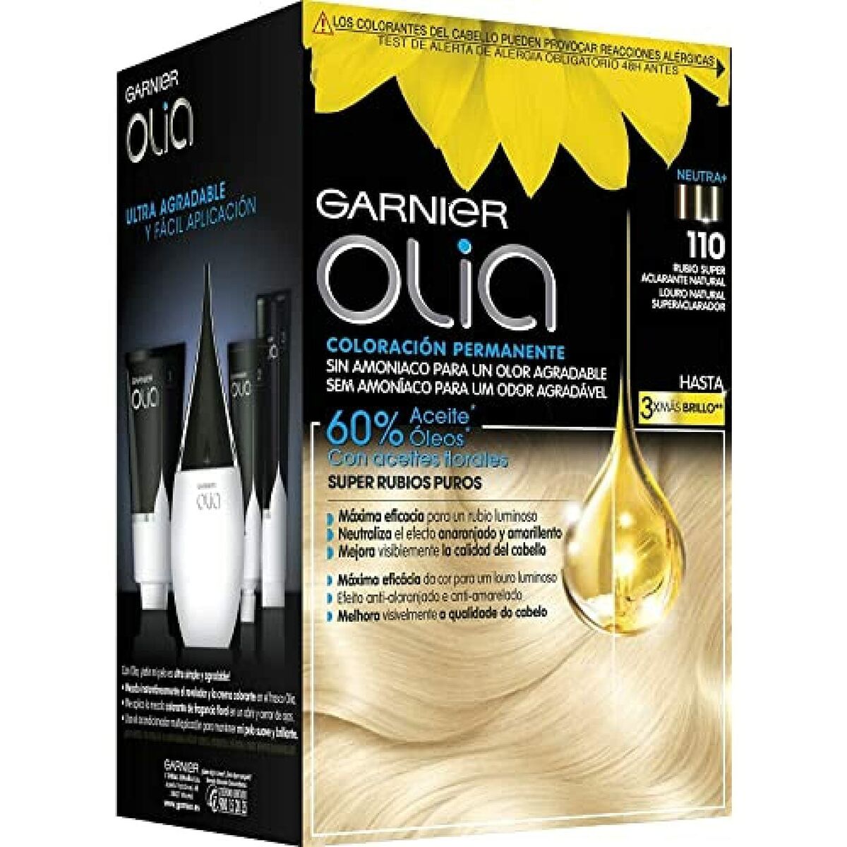 Färg utan ammoniak Garnier Olia Superljust blont Nº 110 Rubio Super Aclarante Lote (1 antal) - 6