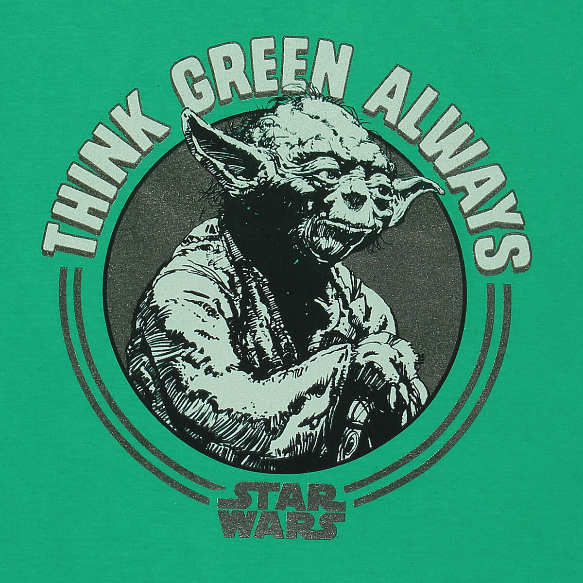 T-shirt med kortärm Star Wars Yoda Think Green Grön Unisex - 2