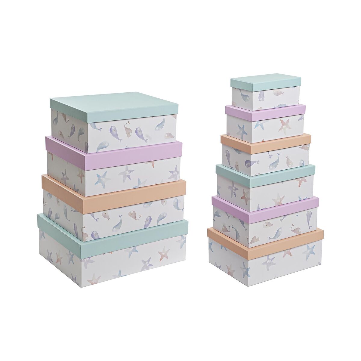Set med stapelbara förvaringslådor DKD Home Decor Havsblå Papp (43,5 x 33,5 x 15,5 cm) - 4