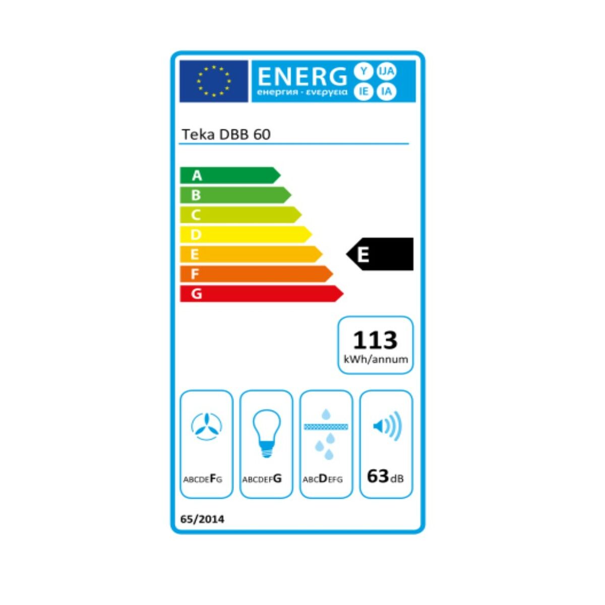 Konventionell fläkt Teka DBB60 I 60 cm 380 m3/h 60 dB 195W - 3