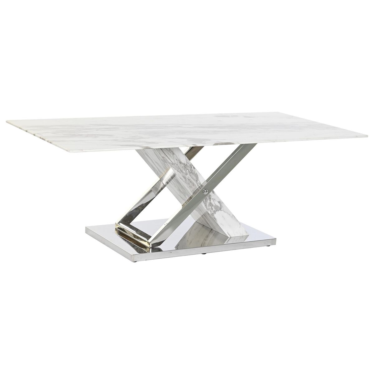 Soffbord DKD Home Decor Vit Silvrig Glas Stål 120 x 60 x 42 cm - 5