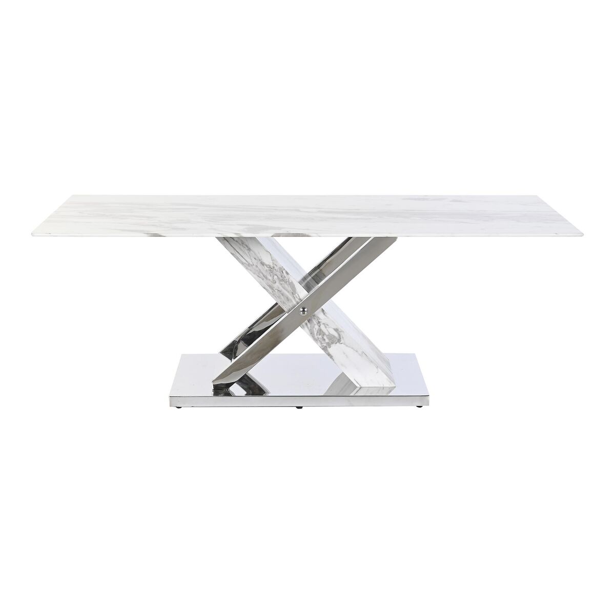Soffbord DKD Home Decor Vit Silvrig Glas Stål 120 x 60 x 42 cm - 6