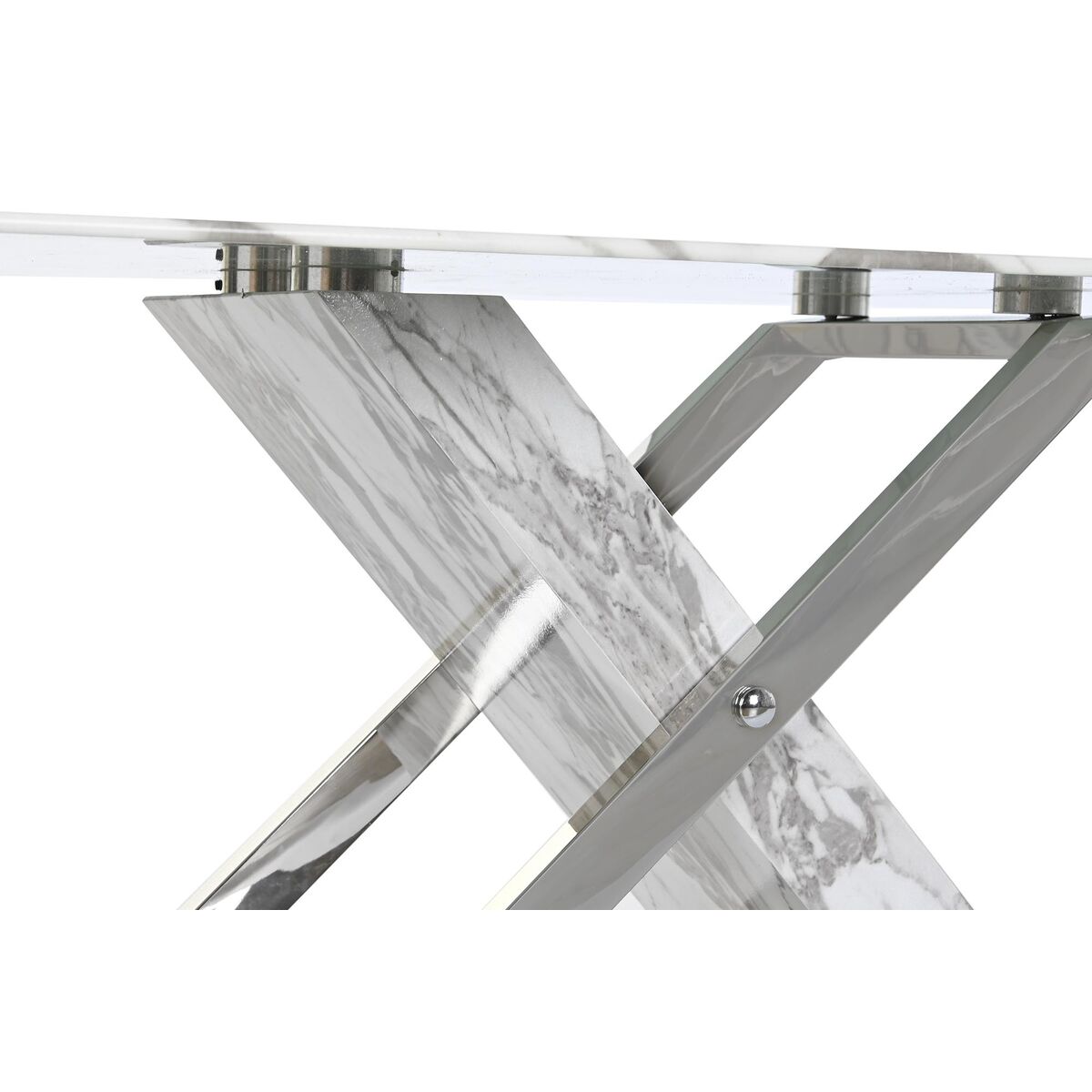 Soffbord DKD Home Decor Vit Silvrig Glas Stål 120 x 60 x 42 cm - 7
