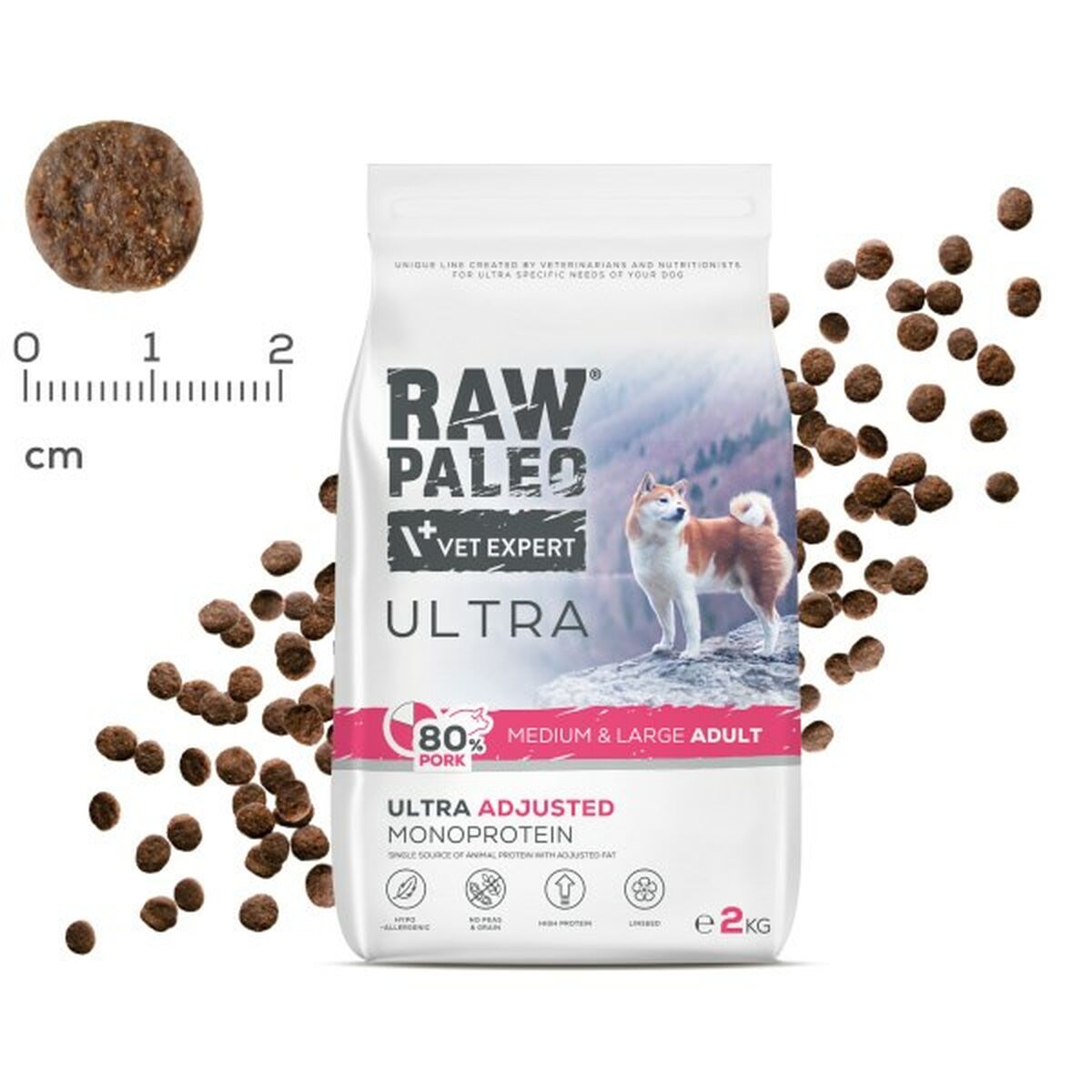 Foder VETEXPERT RAW PALEO Ultra Pork Medium & Large Adult Gris 2 Kg - 2
