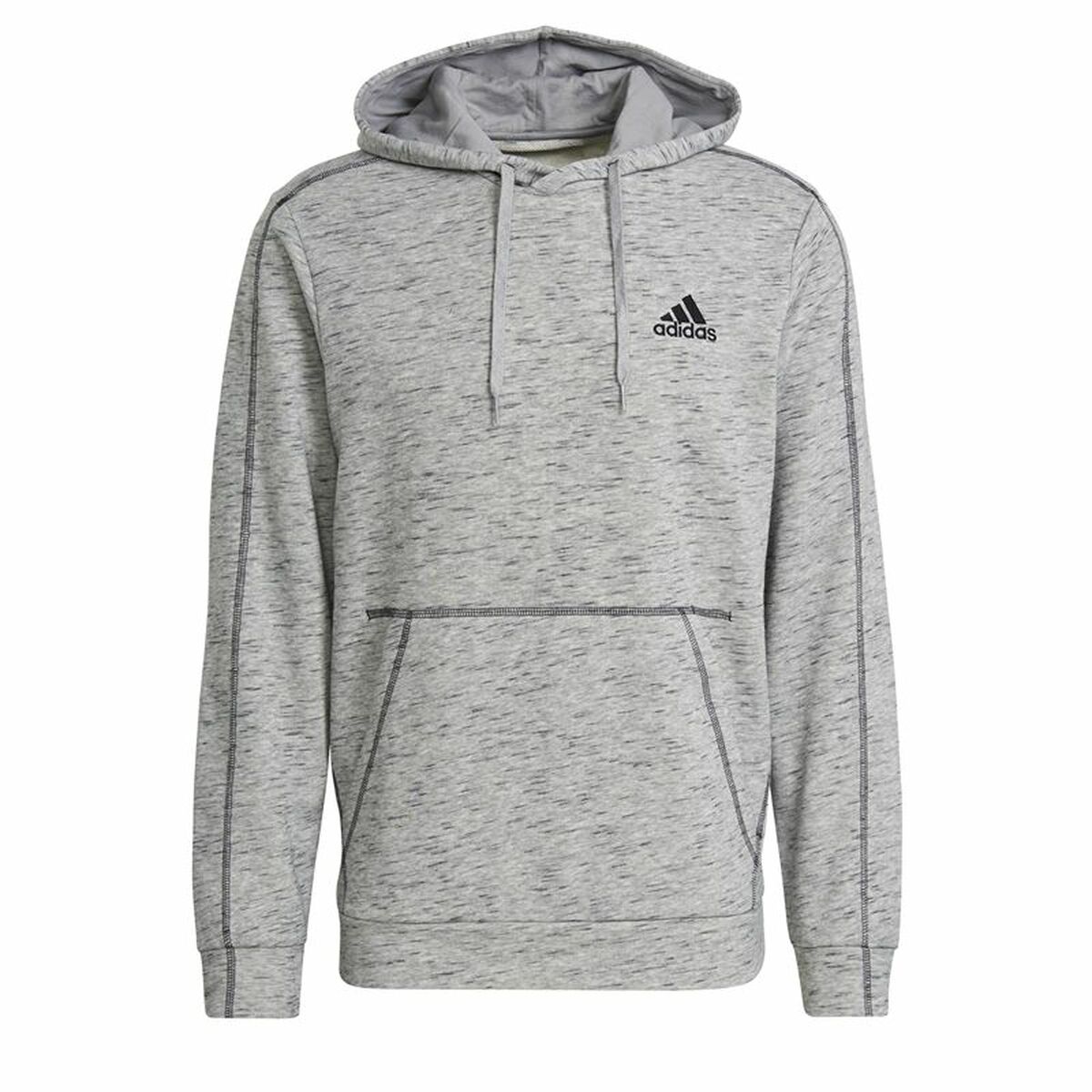 Tröja med huva Herr Adidas Essentials Mélange Embroidered Ljusgrå - 3