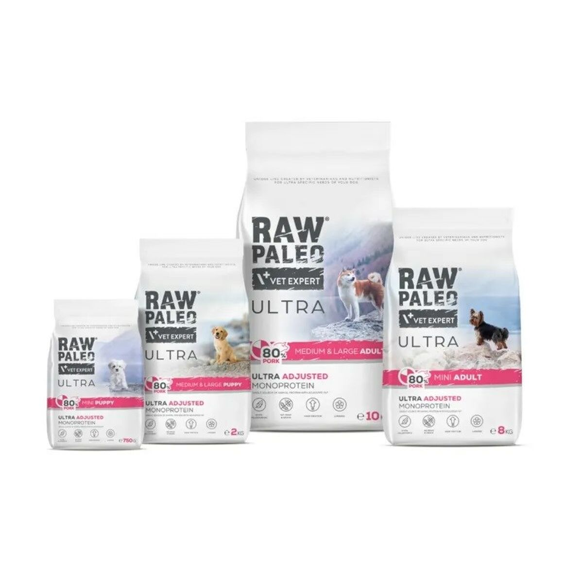 Foder VETEXPERT RAW PALEO Ultra Pork Mini Adult Gris 750 g - 3