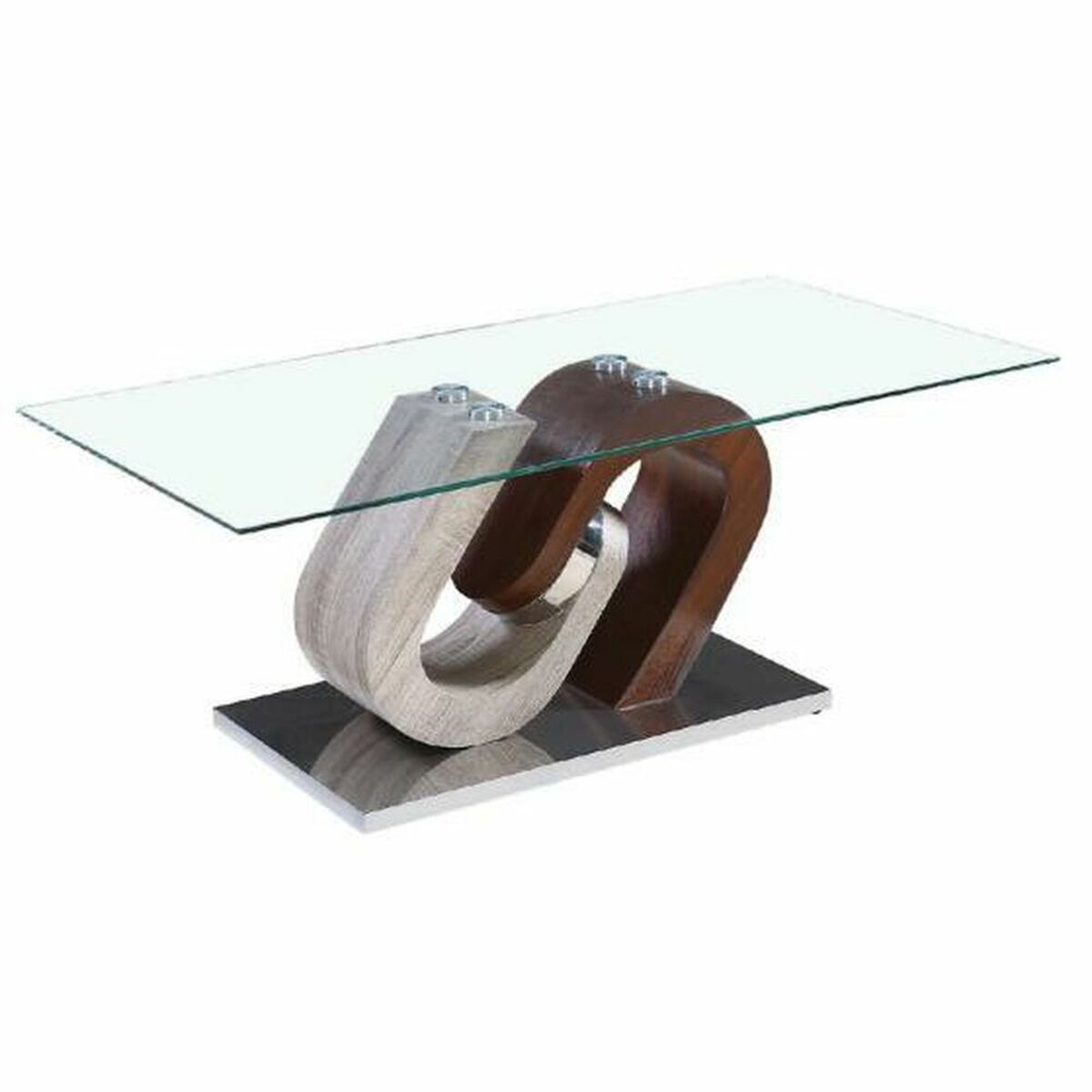 Soffbord DKD Home Decor Brun Transparent Silvrig Naturell Trä Glas Trä MDF 120 x 60 x 45 cm - 2