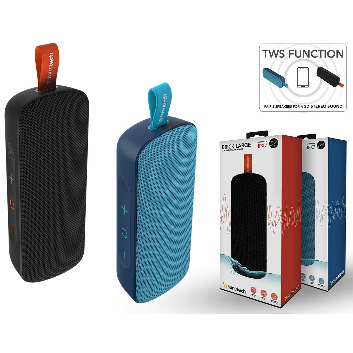 Bärbar Bluetooth Högtalare Sunstech BRICKLARGEBL Blå 2100 W 4 W 10 W - 7