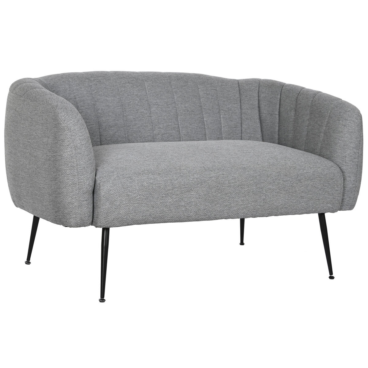 Soffa DKD Home Decor Svart Grå Skum Trä Metall Sammet Scandi 129 x 75 x 73 cm