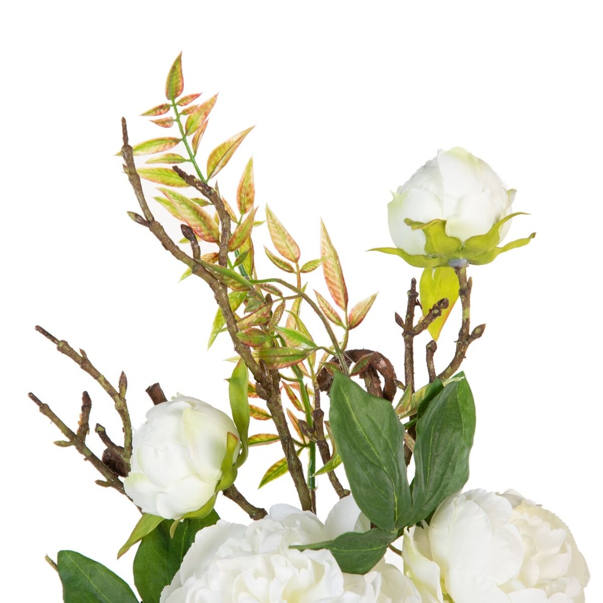 Dekorativa blommor 65 x 30 x 18 cm Vit Pion - 8