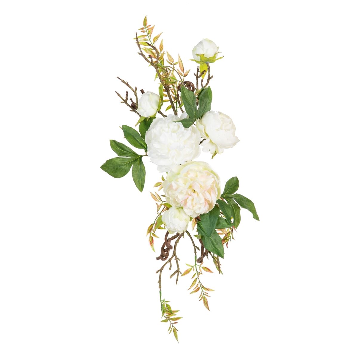 Dekorativa blommor 65 x 30 x 18 cm Vit Pion - 7