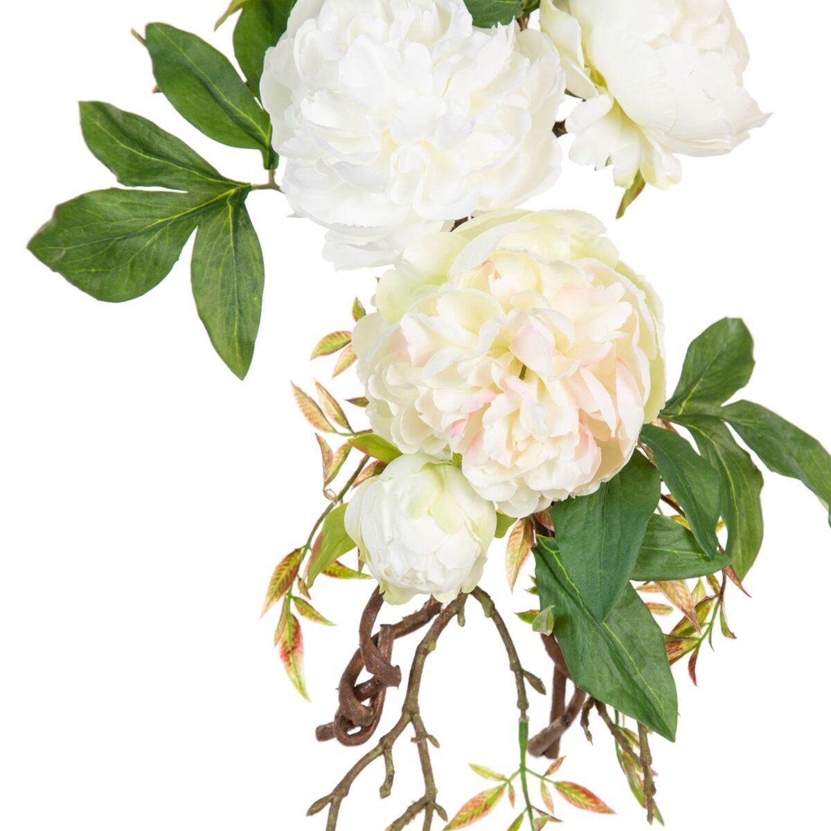 Dekorativa blommor 65 x 30 x 18 cm Vit Pion - 9
