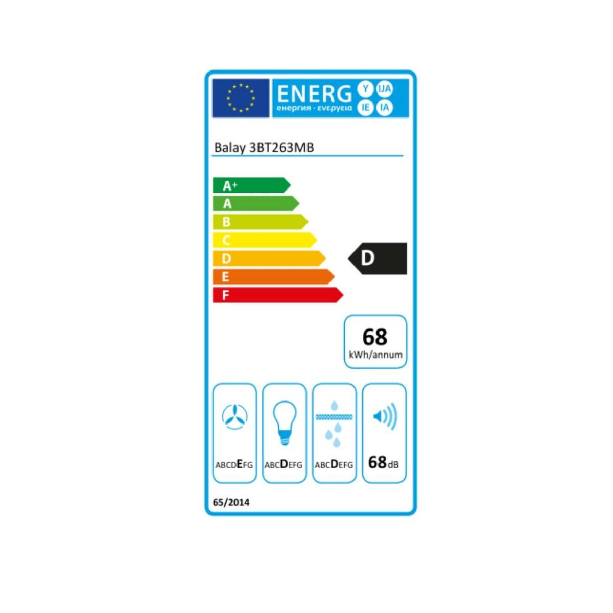 Konventionell fläkt Balay 3BT263MB 60 cm 360 m³/h 68 dB 146W Vit - 2