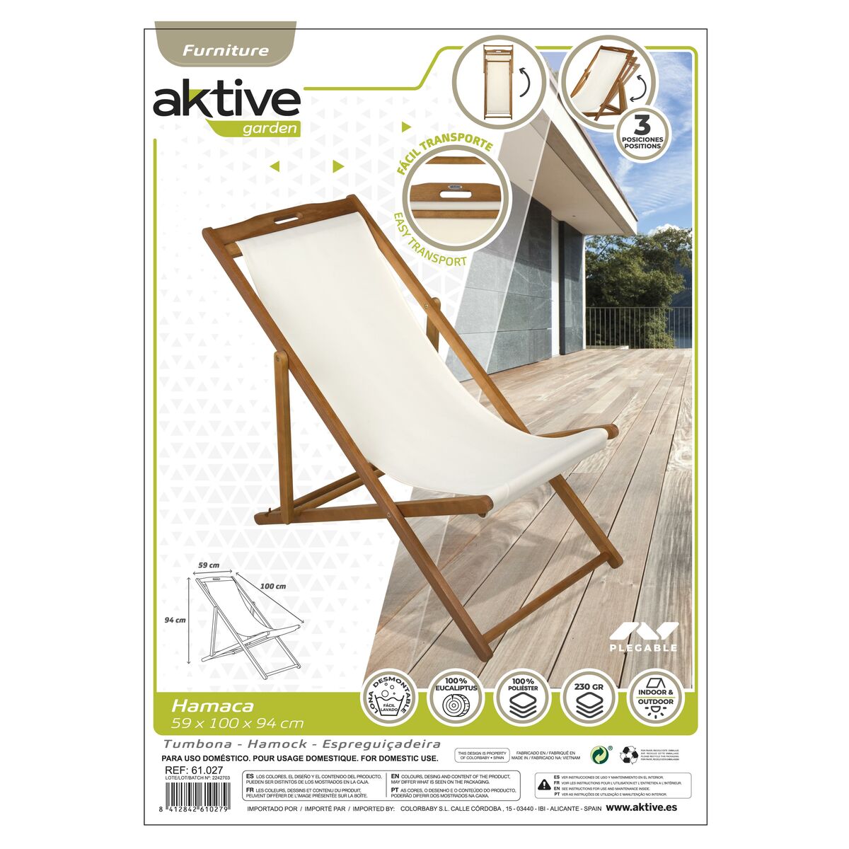 Hängmatta Aktive Vit 59 x 94 x 100 cm - 4