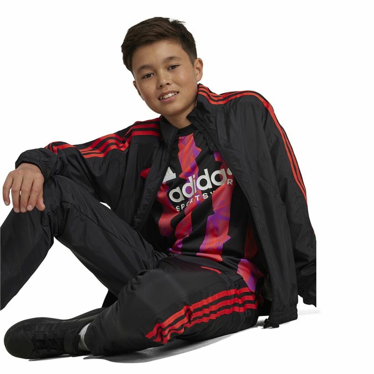 Tröja utan huva Adidas Tiro Woven Tracktop Svart - 2
