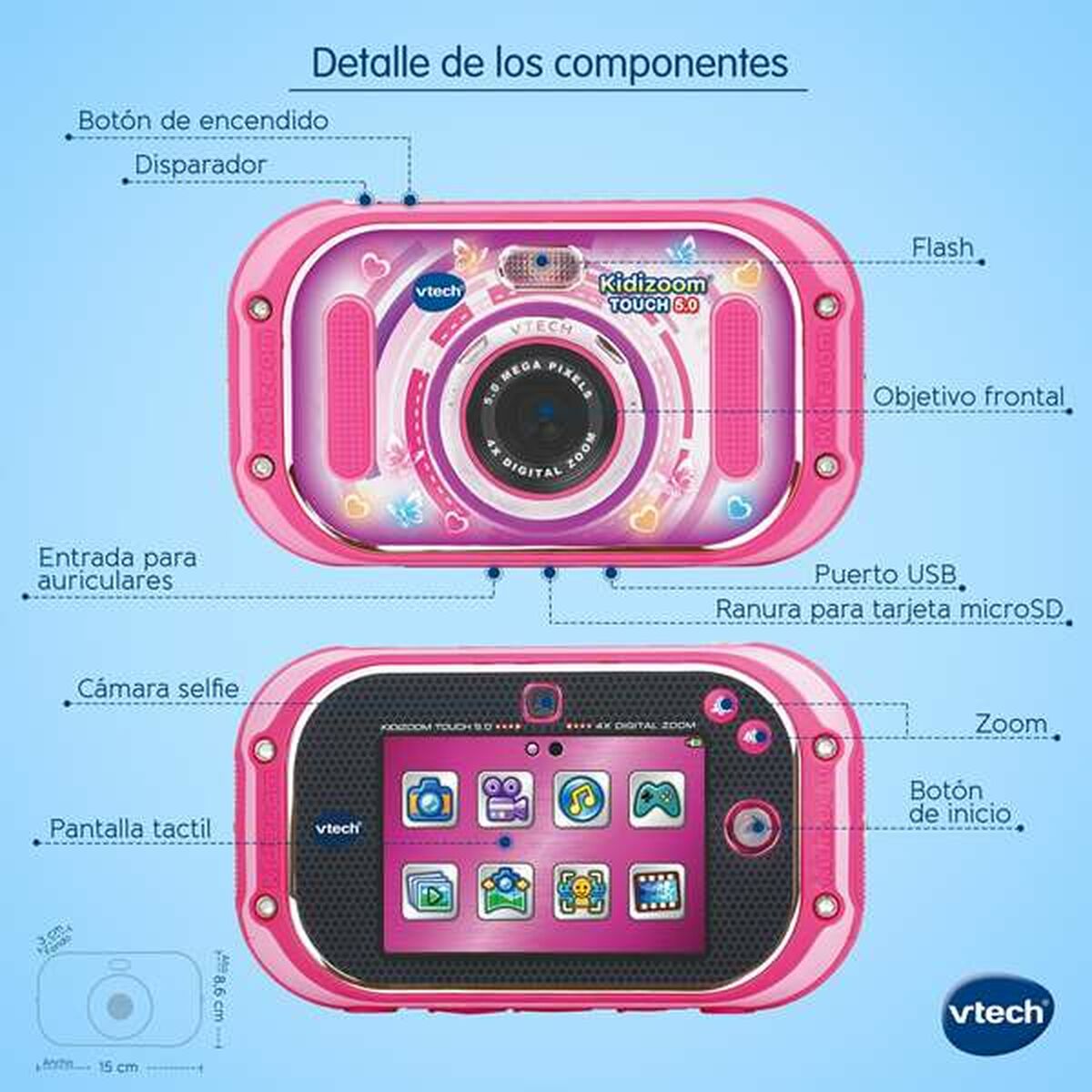 Digitalkamera för barn Vtech Kidizoom Touch 5 Mpx 3,5" - 6