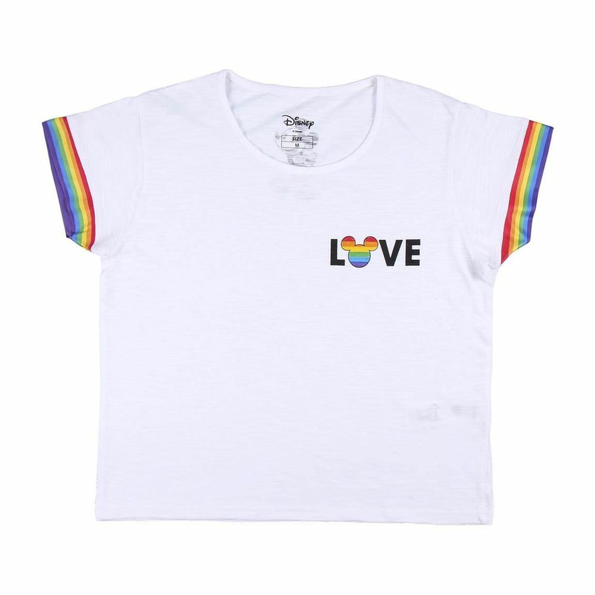 T-shirt med kortärm Dam Disney Love Pride Vit