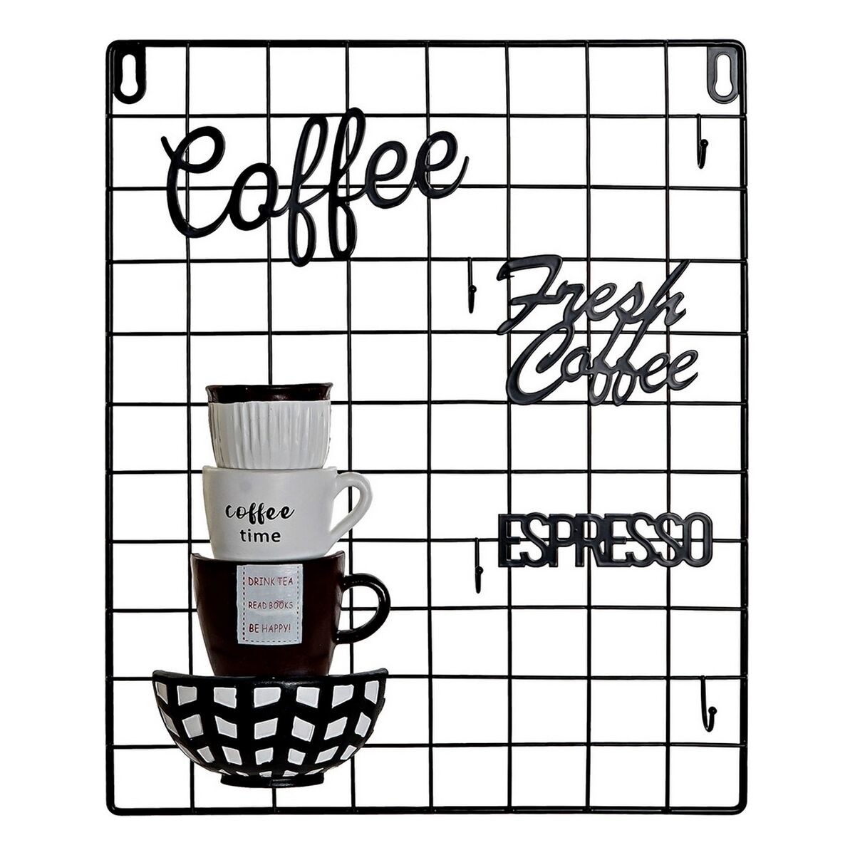 Väggdekoration DKD Home Decor Coffee Vit Svart Vintage 30 x 4 x 38 cm - 4