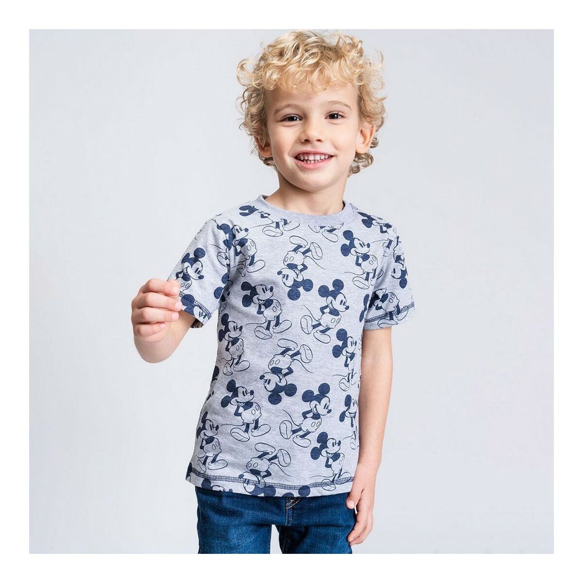 Barn T-shirt med kortärm Mickey Mouse Grå - 3
