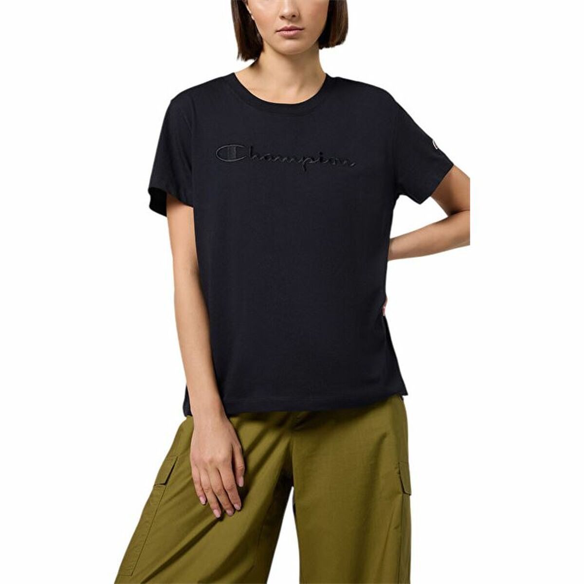 T-shirt med kortärm Dam Champion Champion Crewneck Svart - 2