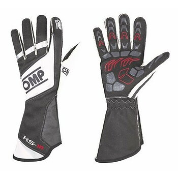 Men's Driving Gloves OMP KS-1R Vit/Svart S