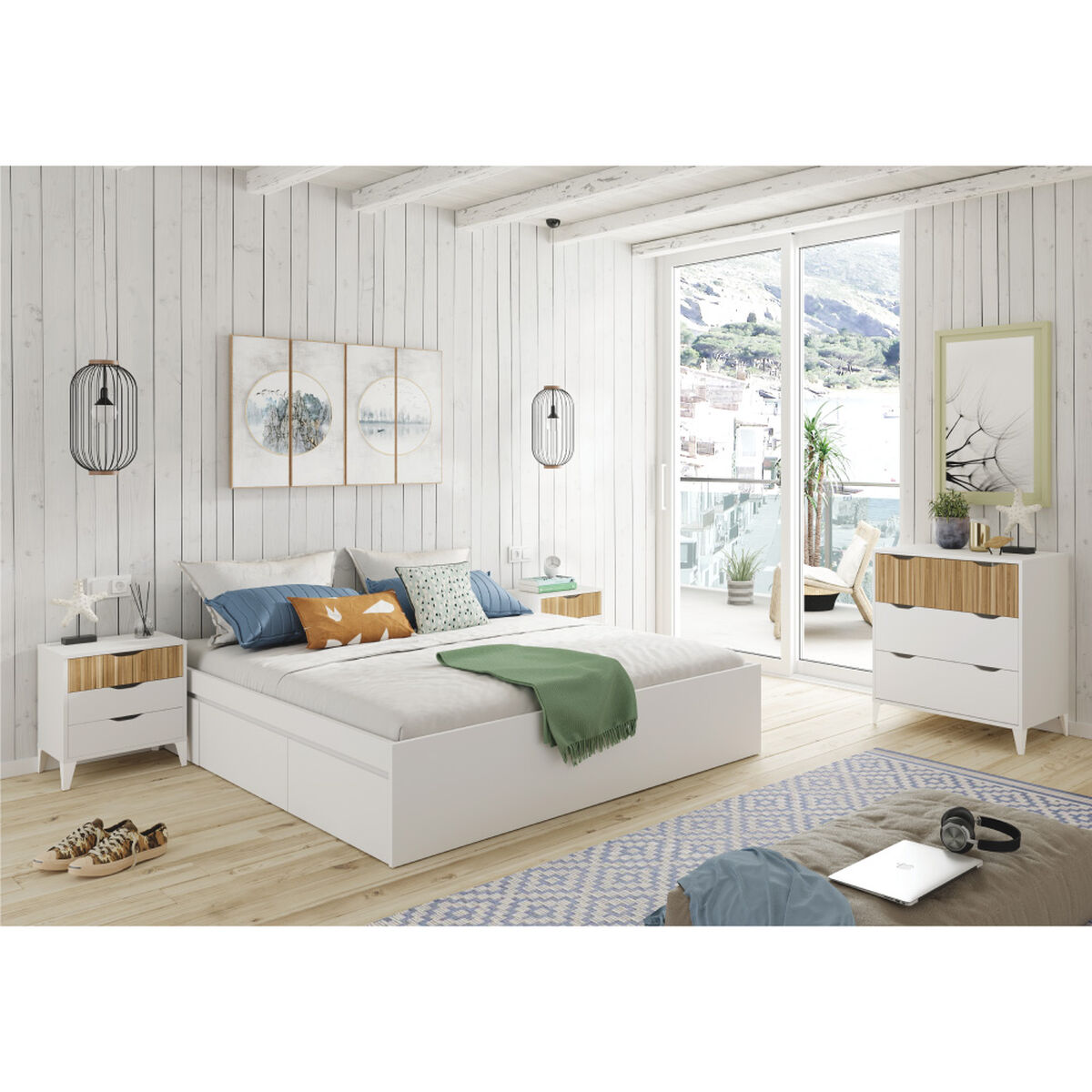Nattduksbord Forés Vit Naturell 40 X 33 X 50 cm - 3