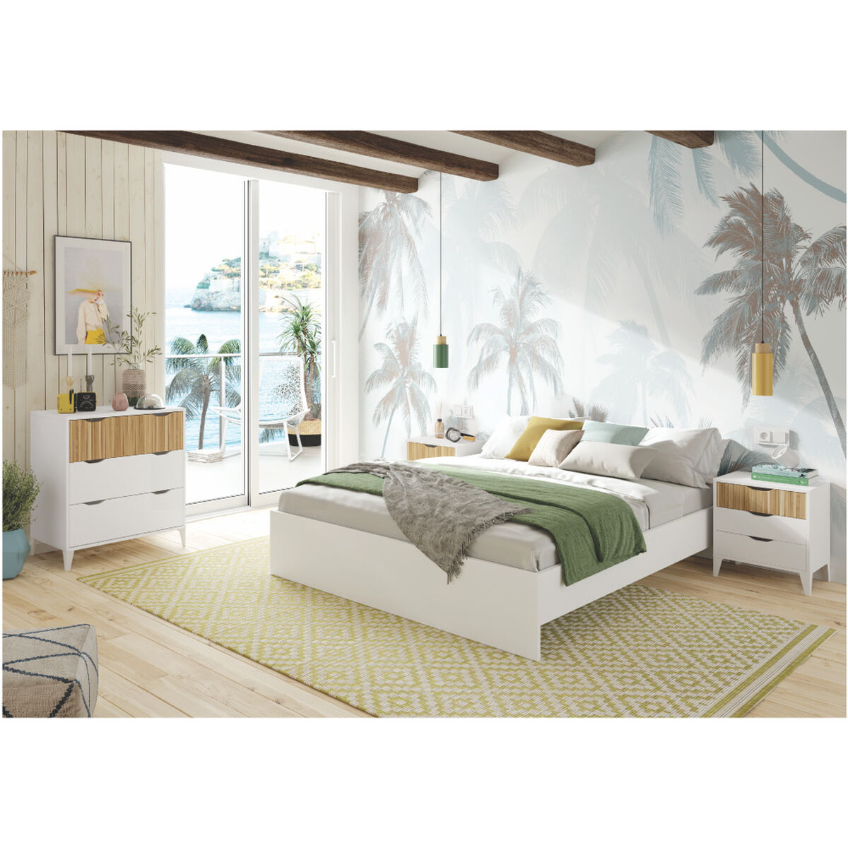 Nattduksbord Forés Vit Naturell 40 X 33 X 50 cm - 2
