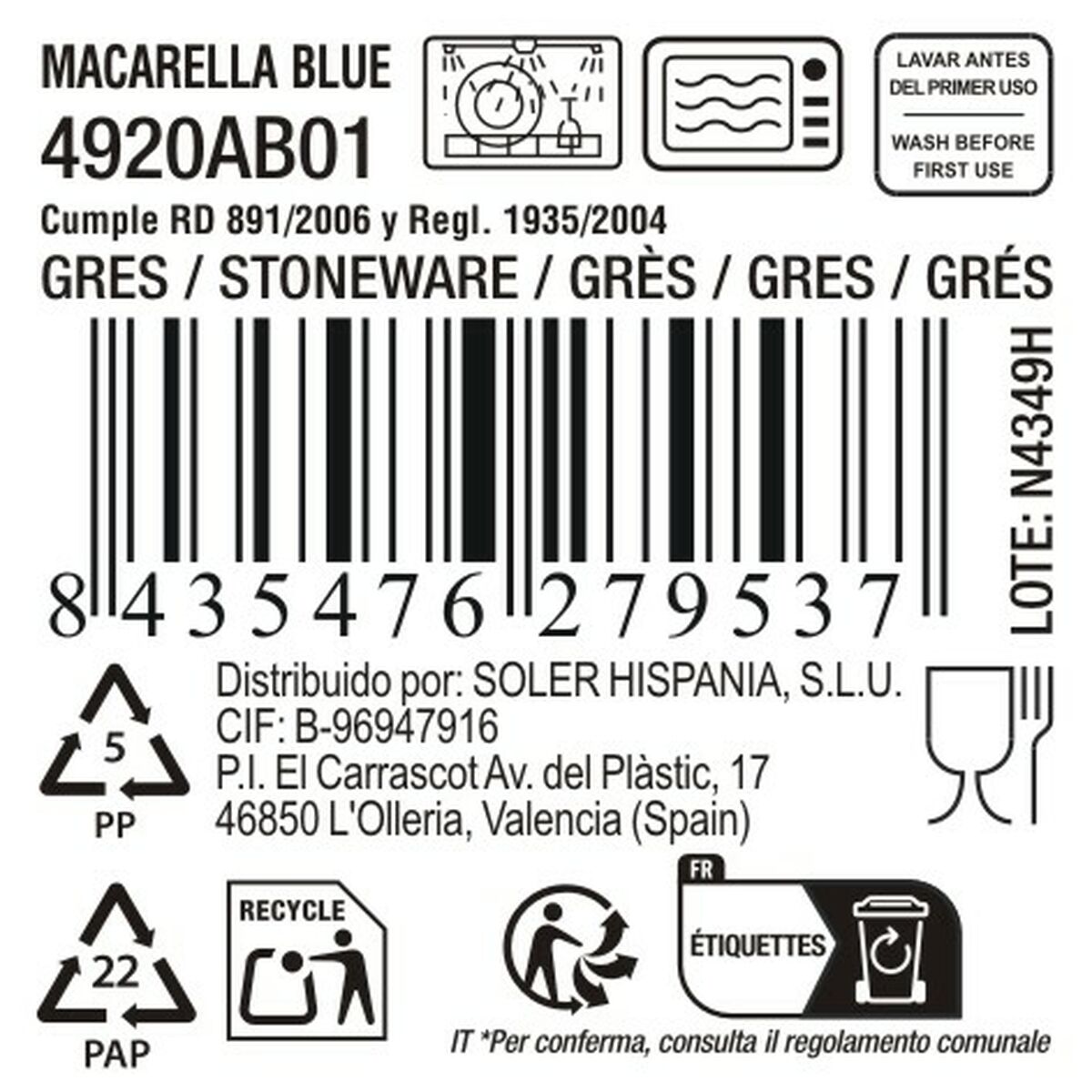Servingsfat La Mediterránea Macarella blue (18 antal) - 2
