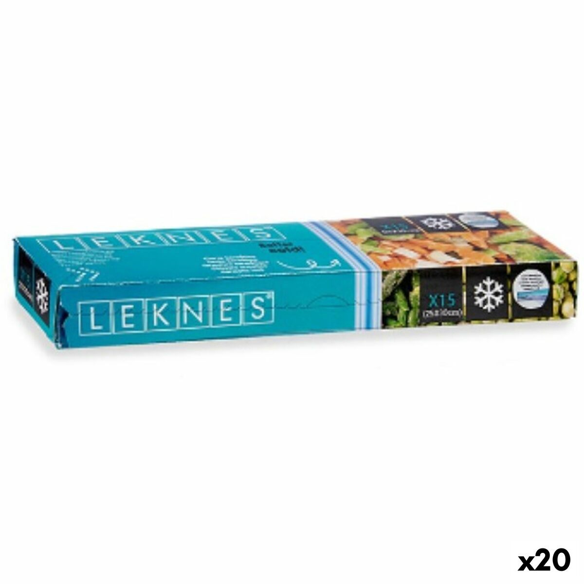Set med återanvändningsbara livsmedelspåsar Leknes 190939000479 Blå Polyetylen 3 L 25 x 30 cm ziplock (20 antal) - 3