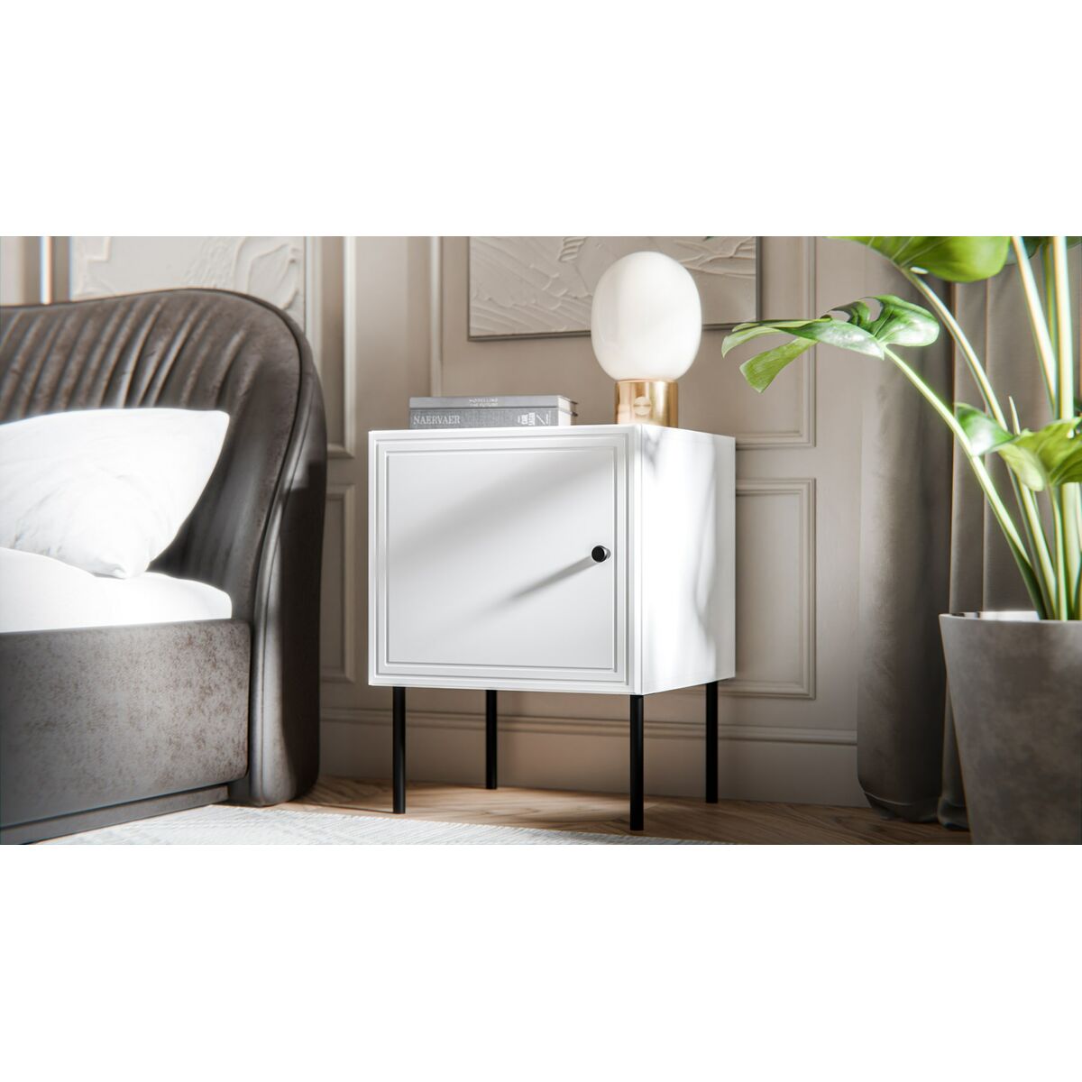 Nattduksbord Cama Meble PALAZZO 400030 Vit Svart - 3