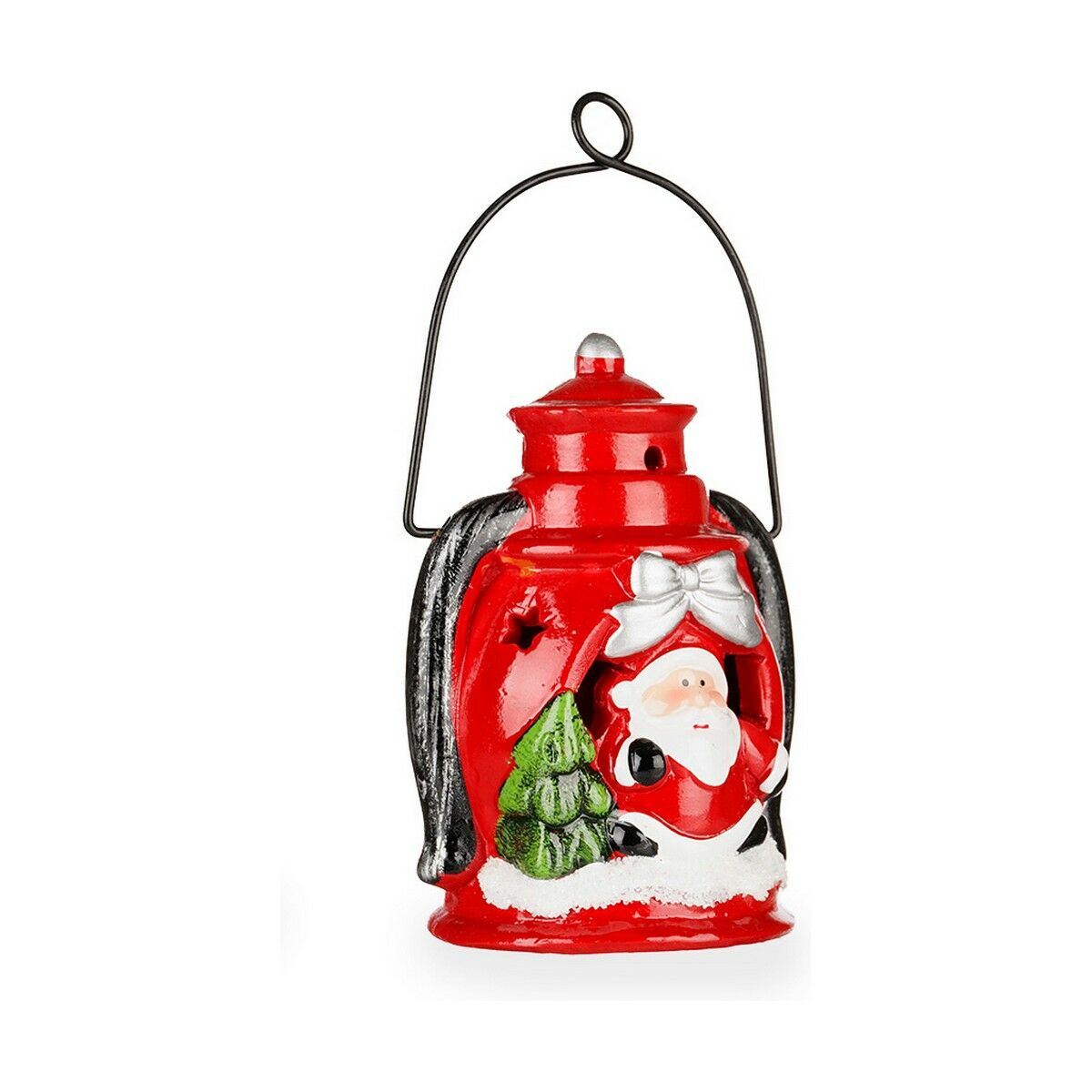 Jul-ljusstake Krist+ Vit Svart Röd Grön Tomte 8,3 x 16 x 8,5 cm