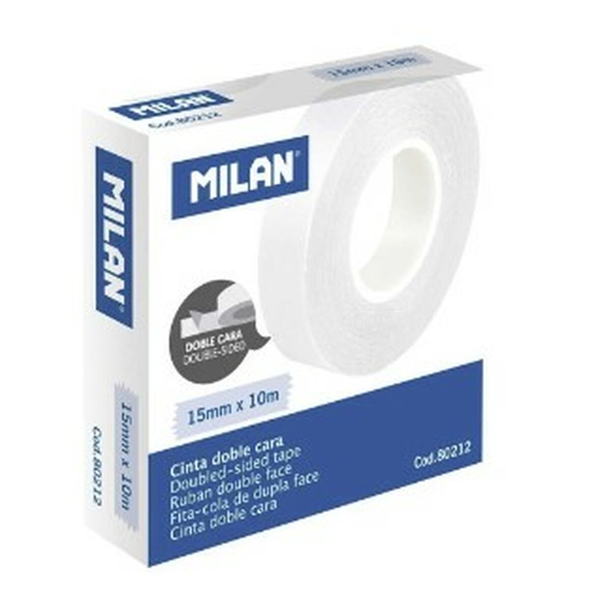Dubbelsidig Tejp Milan 15 mm 10 m Transparent (10 antal) - 2