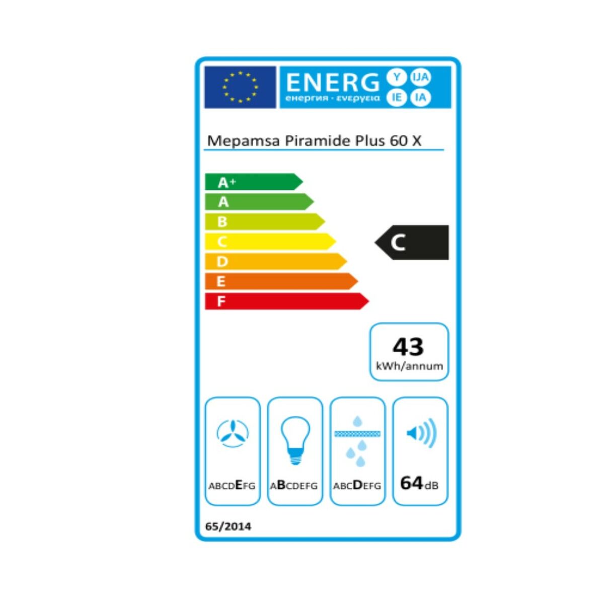 Konventionell fläkt Mepamsa 320.0569.117 60 cm 290 m³/h 65W C Stål - 2