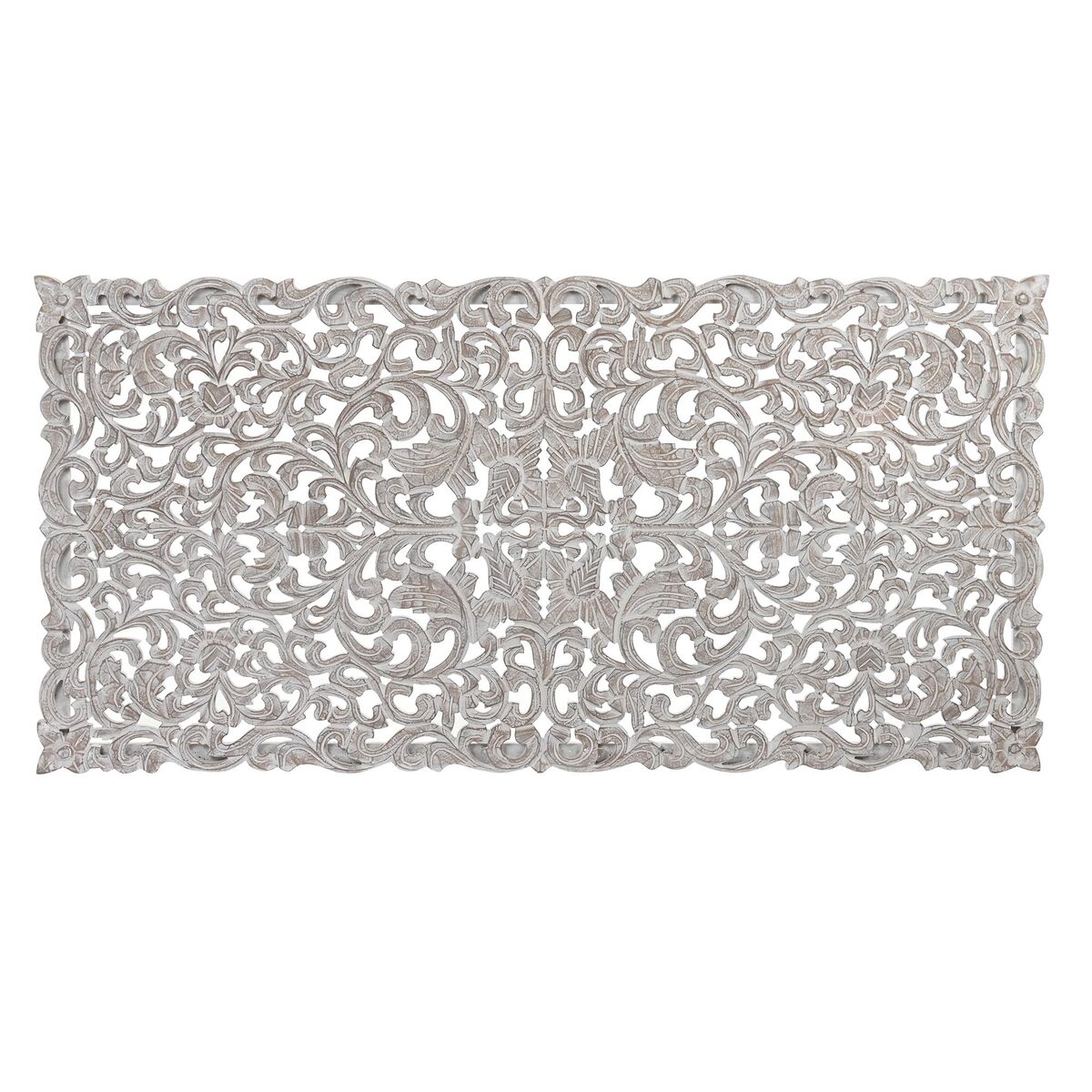Sänggavel DKD Home Decor Vit Naturell Trä Trä MDF 160 x 3,5 x 80 cm