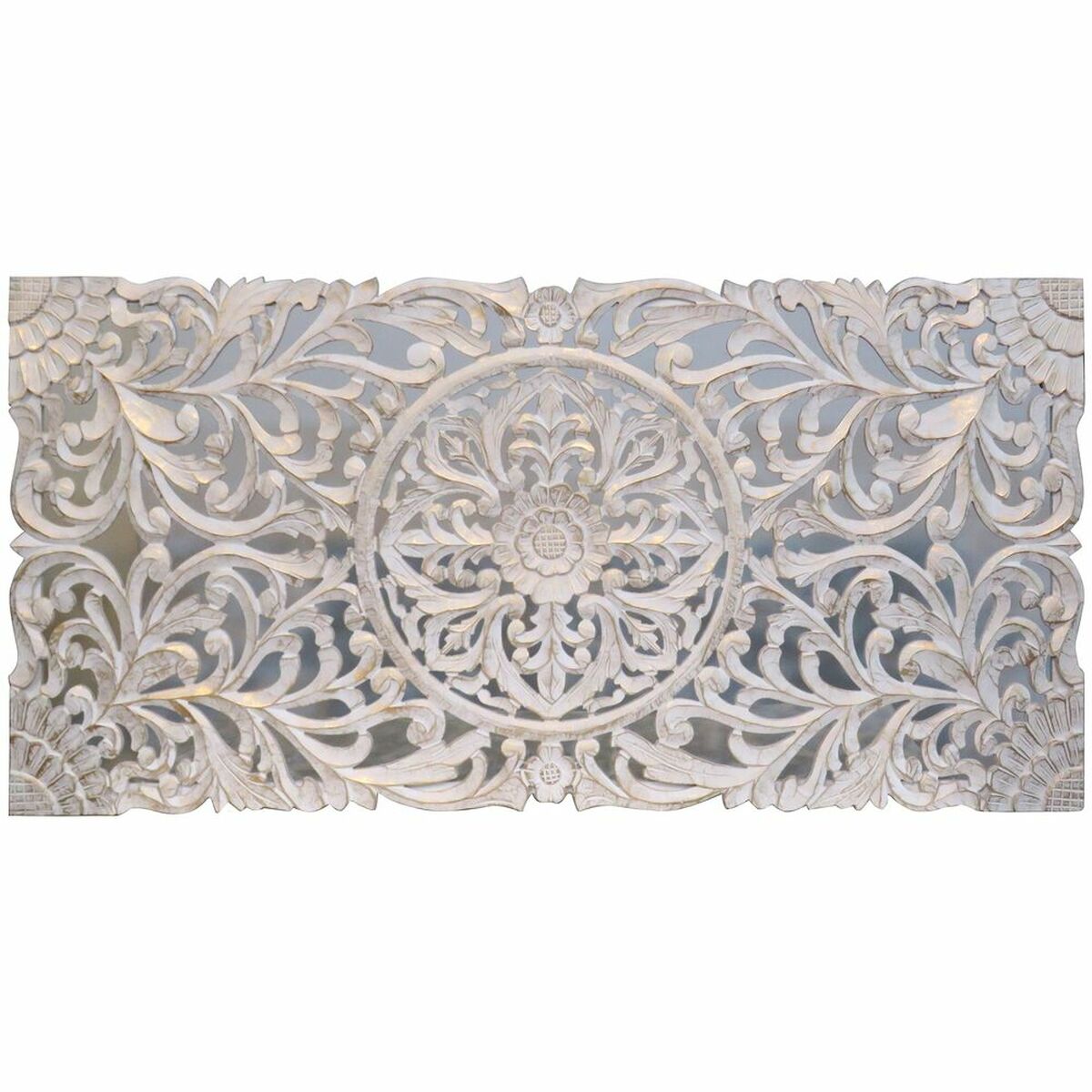 Sänggavel DKD Home Decor Vit Gyllene Trä MDF 180 x 4 x 90 cm