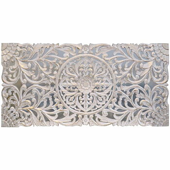 Sänggavel DKD Home Decor Vit Gyllene Trä MDF 180 x 4 x 90 cm