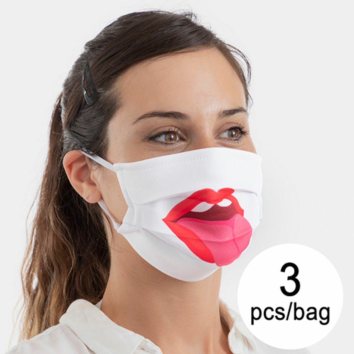 Återanvändbart Hygieniskt Munskydd av Tyg Tongue Luanvi Storlek M Förpackning med 3 masker - 7