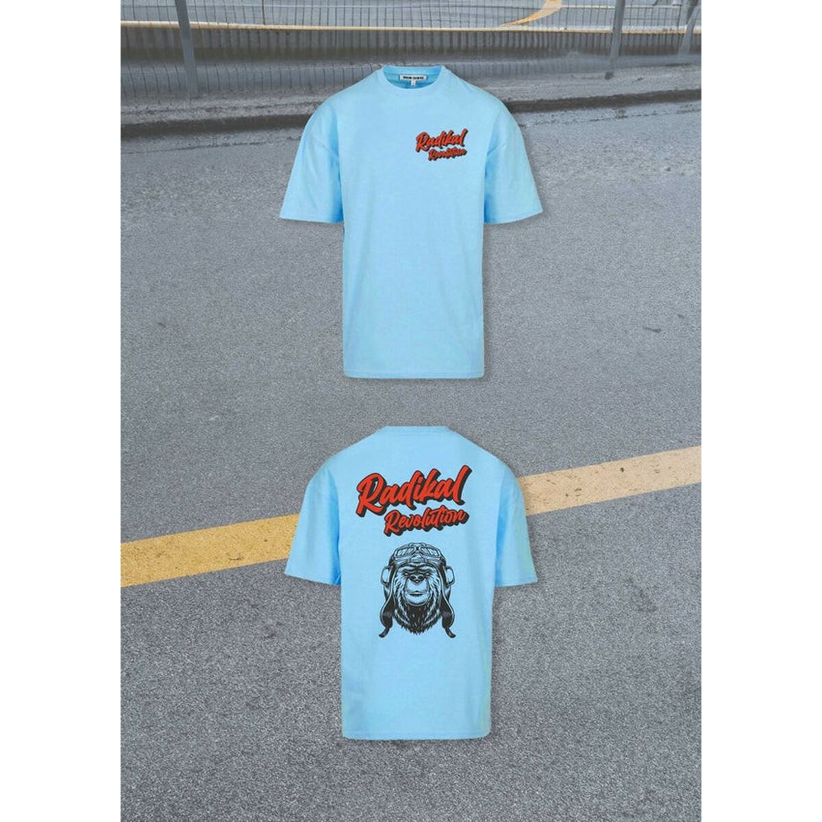 T-shirt med kortärm Herr RADIKAL Bear Himmelsblå M - 6