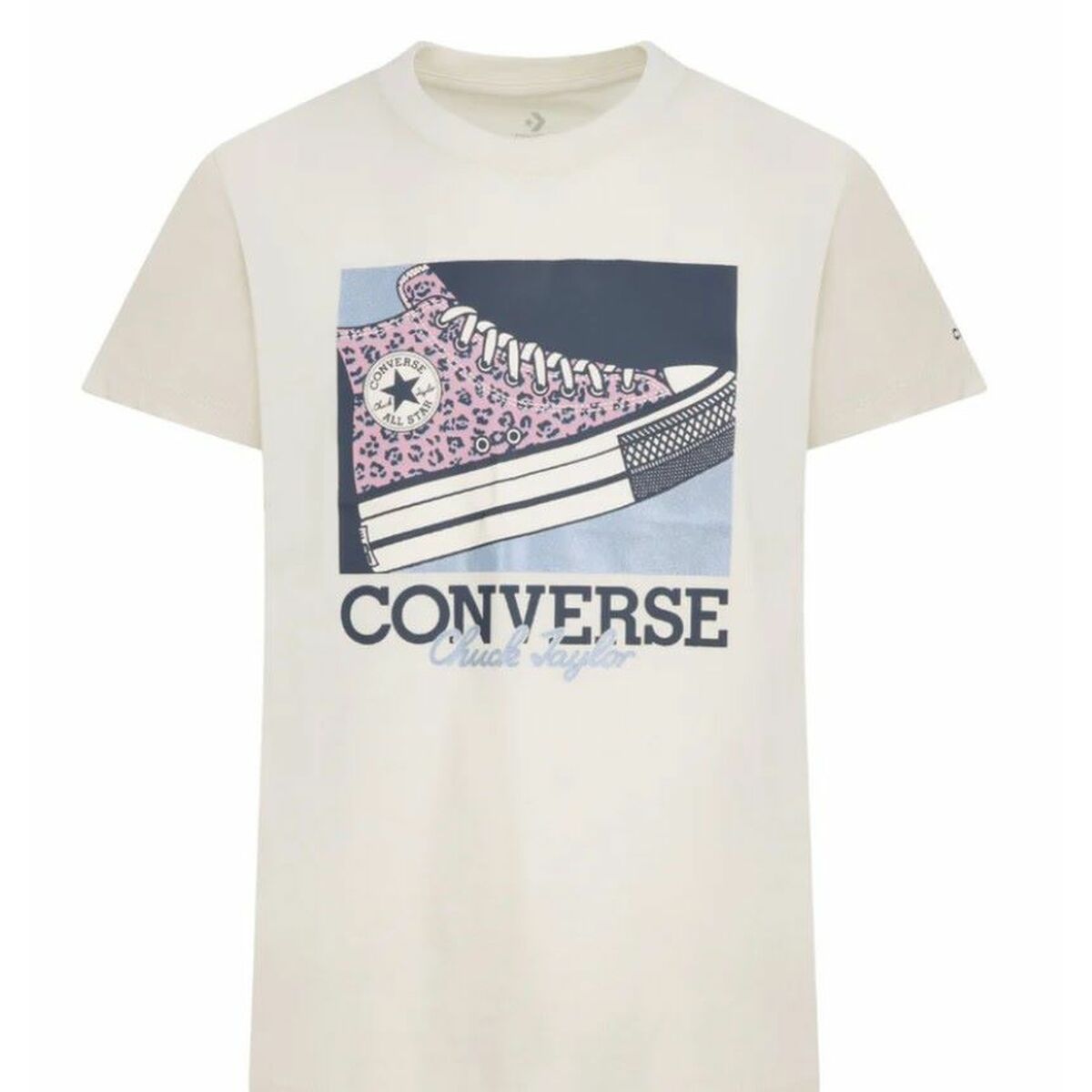 Barn T-shirt med kortärm Converse CNVG FLORAL LEOPARD SNEAKER TE 4CG166 Beige