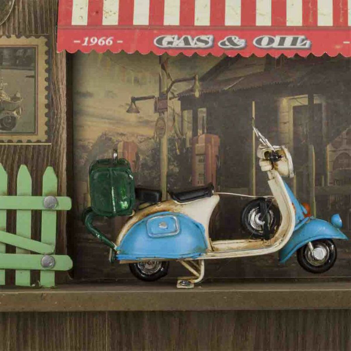 Väggmonterad rockhängare Alexandra House Living Metall Trä MDF Motorcykel 8 x 29 x 33 cm Handel - 4