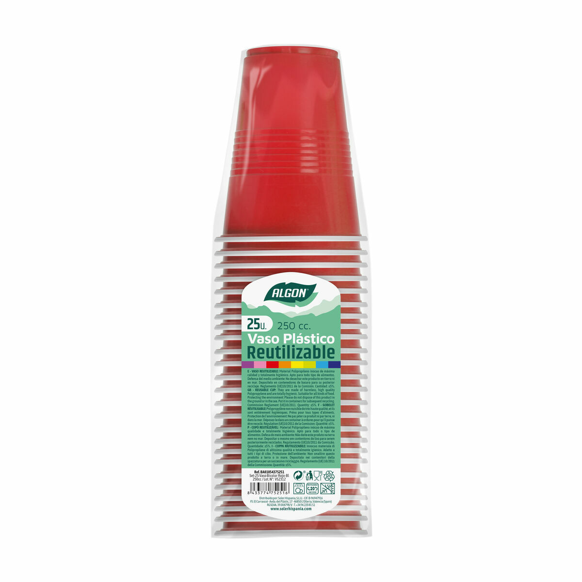 Set med återanvändbara glas Algon Röd 24 antal 250 ml (25 Delar) - 3