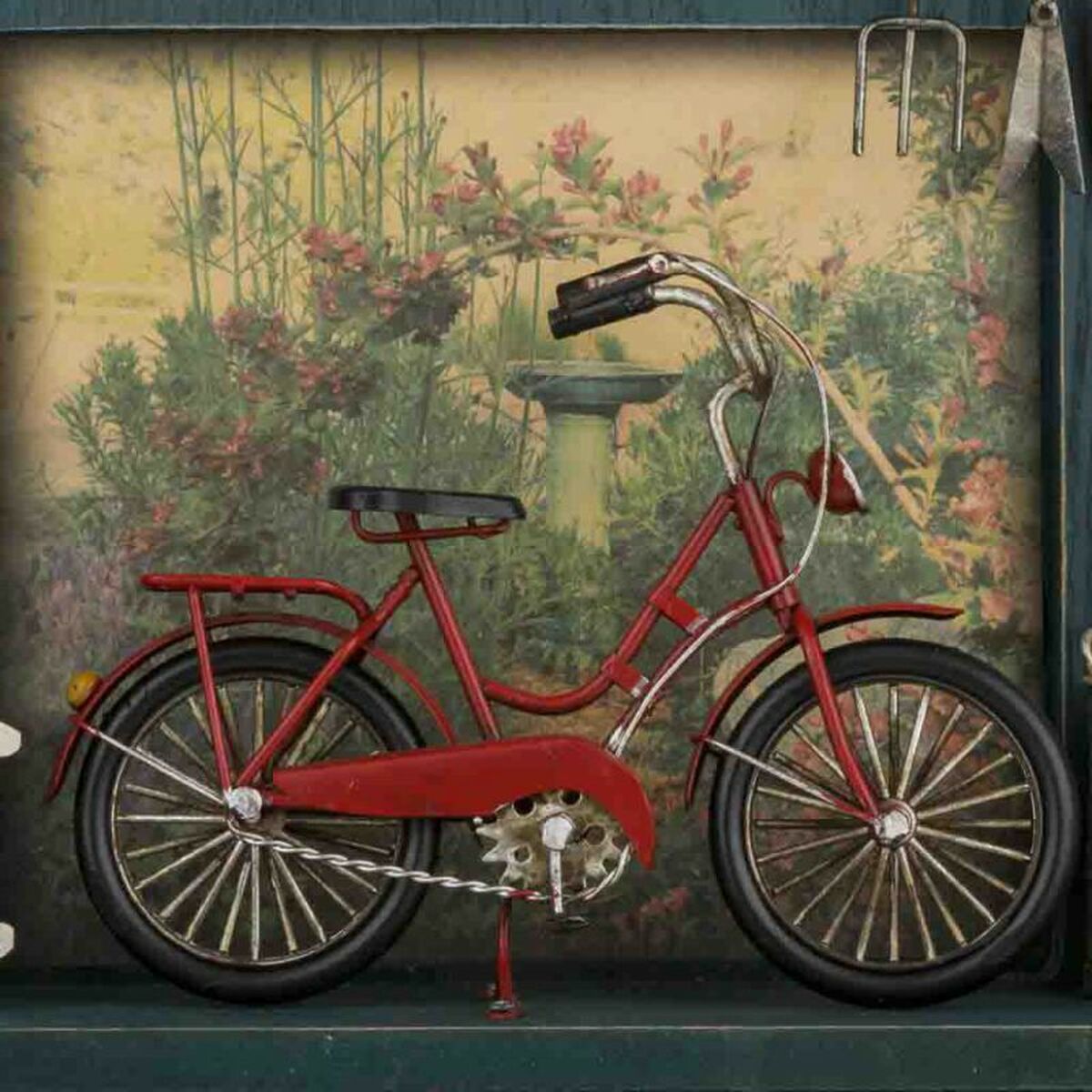 Väggmonterad rockhängare Alexandra House Living Metall Trä MDF Cykel 11 x 37 x 42 cm Handel - 4